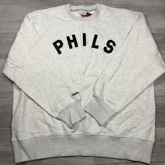 Mitchell & Ness Philadelphia Phillies Vintage Logo Fleece Mens 2XL Crewneck Gray